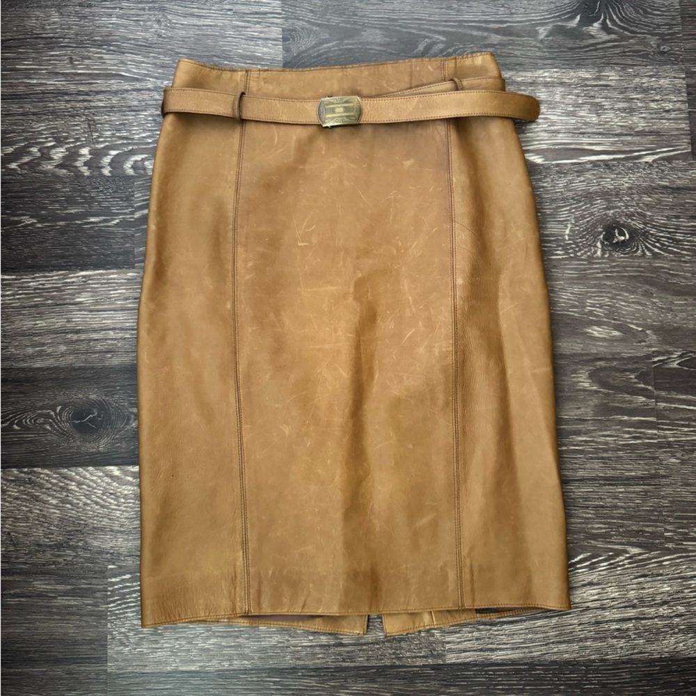 Ralph lauren vintage leather skirt with western belt